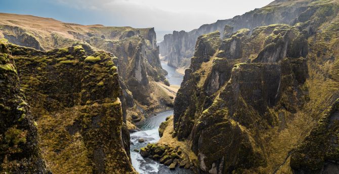 River, green landscape, nature, Iceland wallpaper