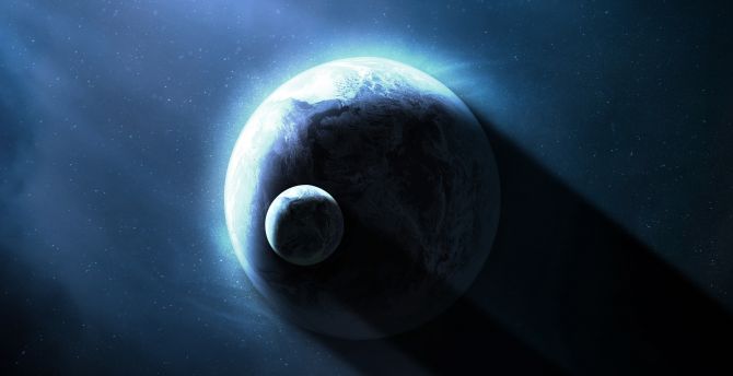 Space, planet, earth and moon wallpaper
