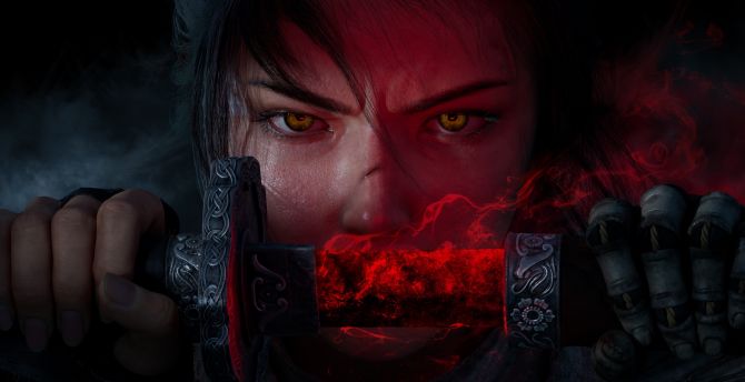 Wallpaper sekiro: shadows die twice, woman and sword, angry eyes desktop  wallpaper, hd image, picture, background, 62926e | wallpapersmug