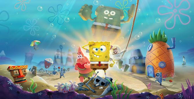 SpongeBob SquarePants, underwater, cartoon wallpaper
