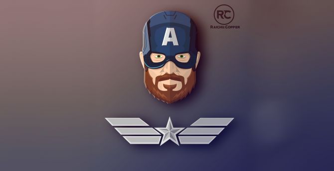 Beared, superhero, artwork, Captain America wallpaper