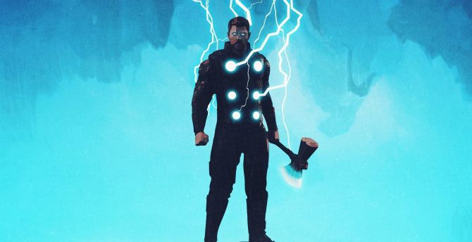 Thor, artwork, lightning god wallpaper