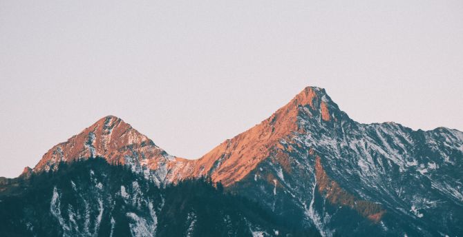 Shine, peak, mountains, nature wallpaper