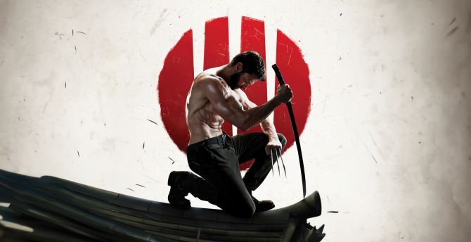 Wolverine and a samurai sword, art wallpaper