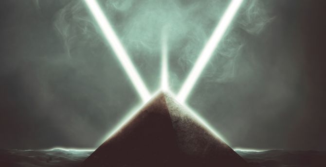 Pyramid, triangle, smoke, artwork wallpaper