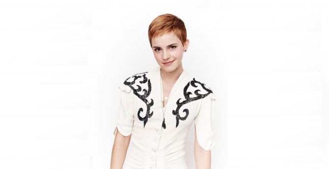 Emma Watson, beautiful, smile, short hair wallpaper
