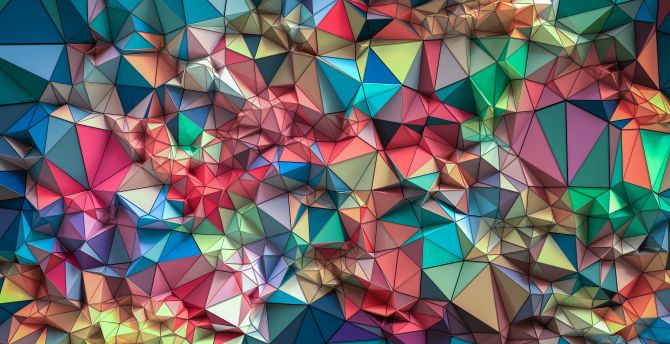 Triangles, colorful, geometric pattern, abstract wallpaper