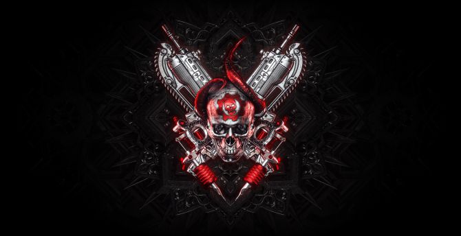 Gears of war, skull and guns, Logo wallpaper