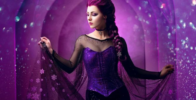 Woman model, mood, cosplay, purple dress wallpaper
