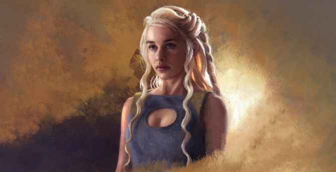 Daenerys targaryen, emilia clarke, game of thrones, fan art wallpaper