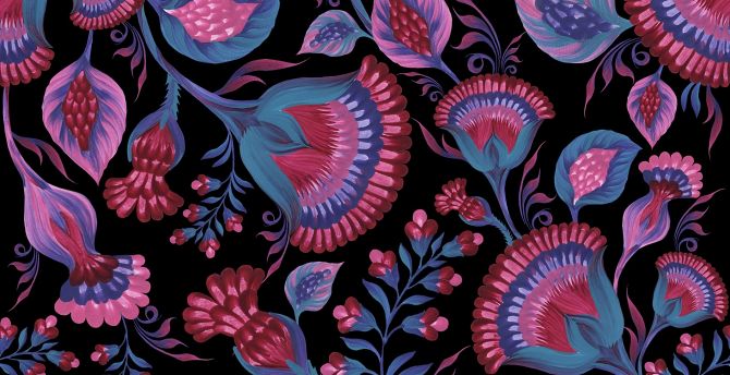 Abstract, flowers, patterns, bright wallpaper