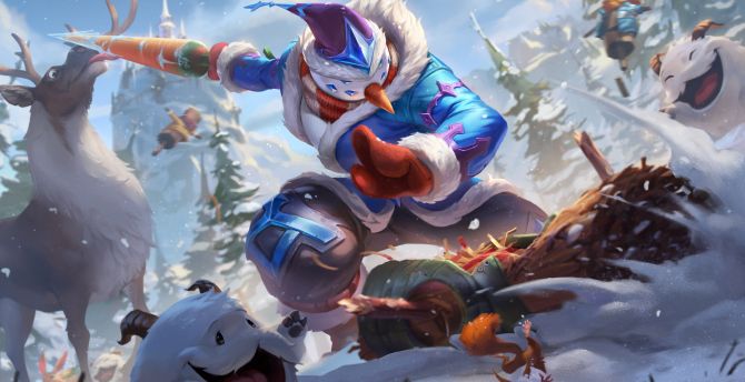 Snowman, Master Yi, online game, 2018, League of Legends wallpaper