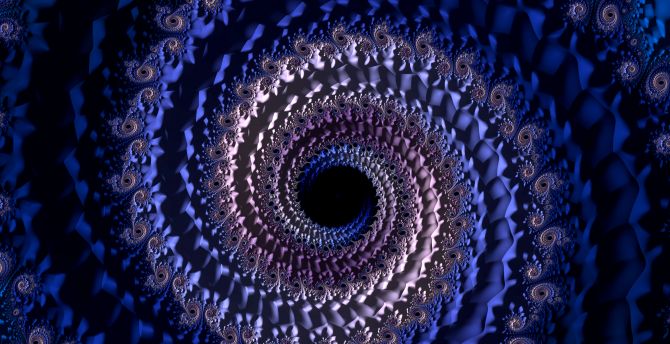 Blue fractal, vortex, swirling, 3D wallpaper