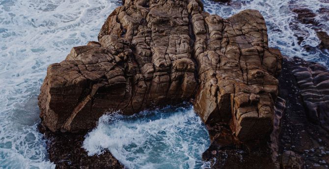 Aerial view, coast, rocks wallpaper