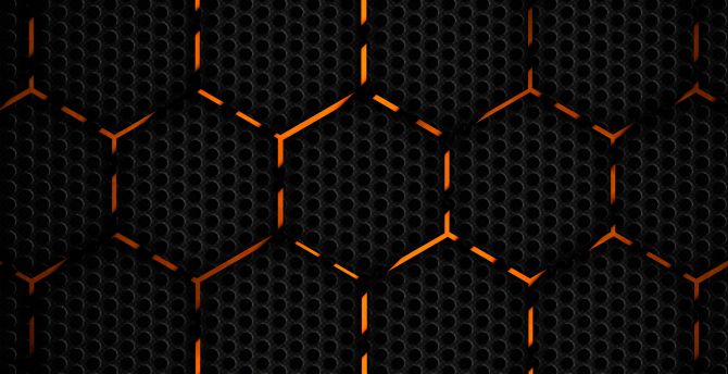 Polygons, orange edges, abstract, texture wallpaper
