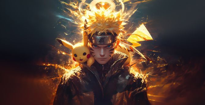 Ash and Pikachu, anime art wallpaper