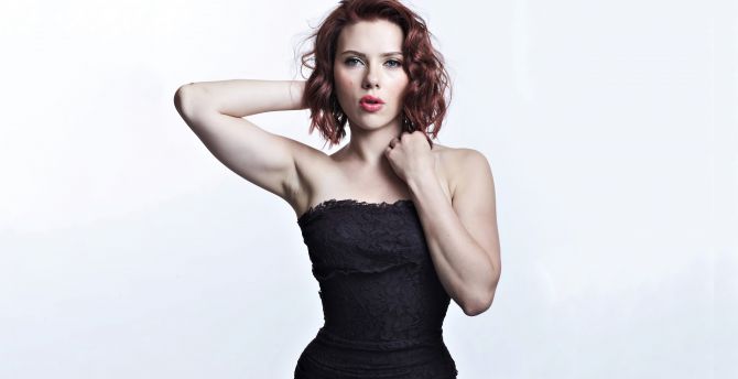 Black dress, Scarlett Johansson, redhead, 2020 wallpaper