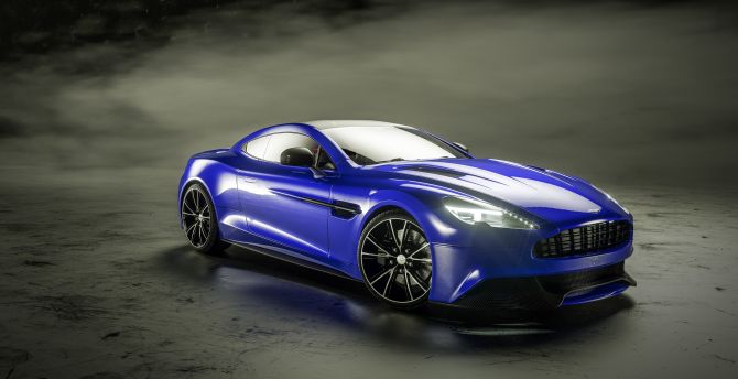 Blue, sports car, Aston Martin Vanquish wallpaper