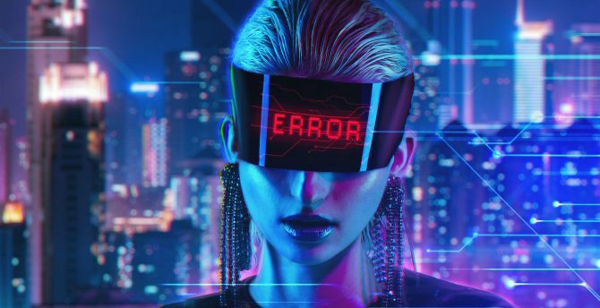 Error girl, cyberpunk, abstract wallpaper