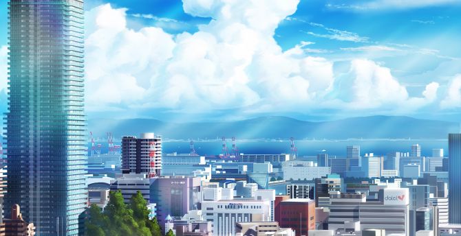 Wallpaper cityscape, anime, original desktop wallpaper, hd image, picture,  background, 6794b6 | wallpapersmug