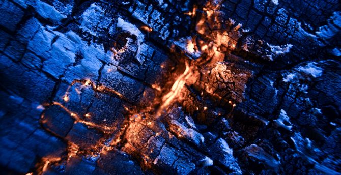 Coal burning, fire, surface, close up wallpaper