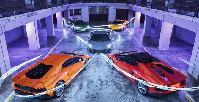 Lamborghini Aventador, colorful cars collection, 2022 wallpaper