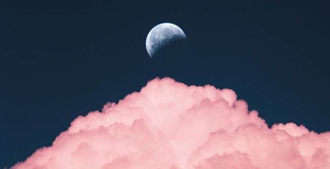 Half-moon, clouds wallpaper