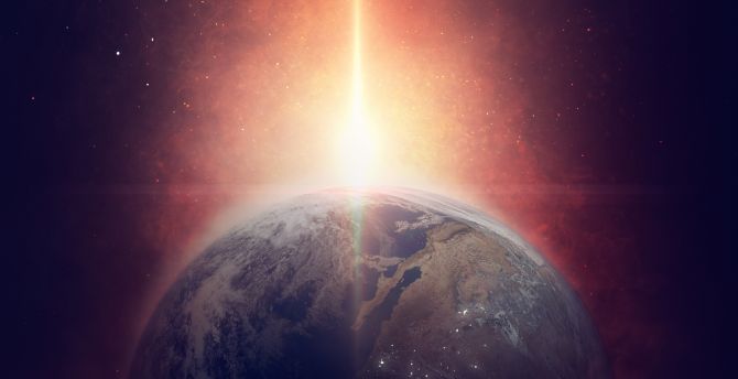 Earth, planet from space, sunlight wallpaper