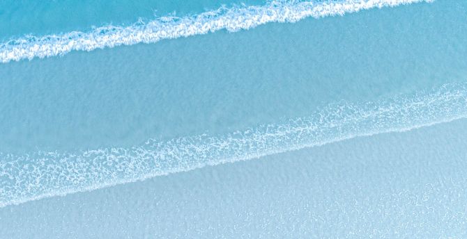 Aerial shot, blue sea waves wallpaper
