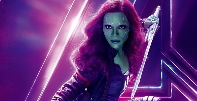 Avengers: infinity war, zoe saldana as gamora, movie wallpaper