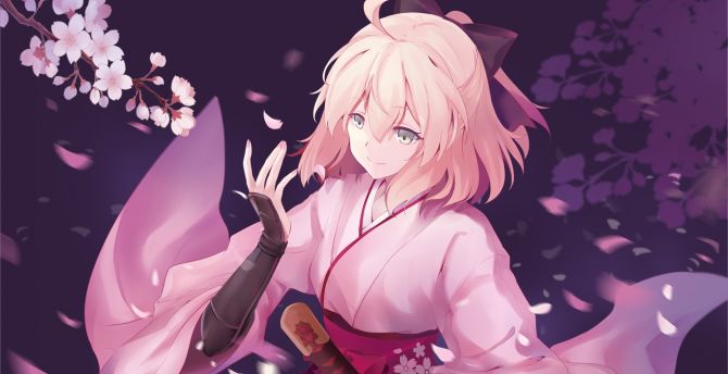 Fate, anime girl, sakura saber, warrior wallpaper