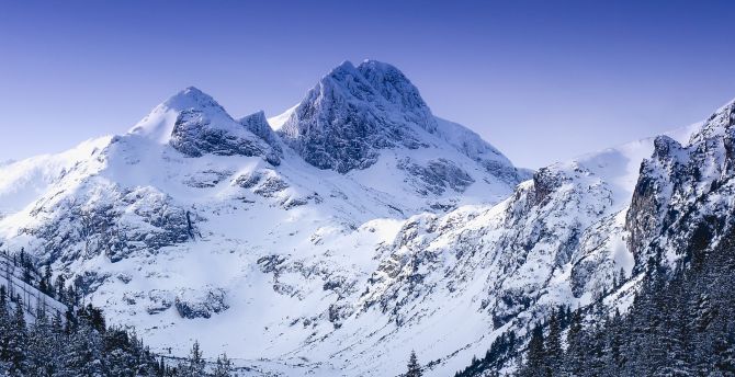 Winter, glacier, mountain, nature wallpaper