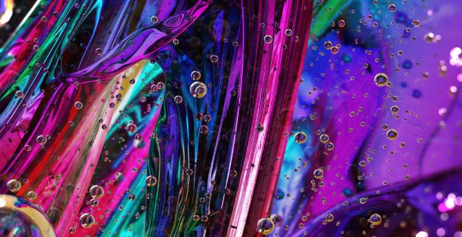 Rainbow, bubbles, liquid flow wallpaper