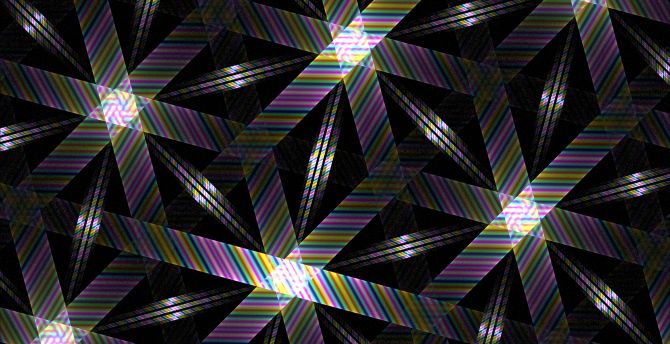 Hexagons, texture, black-colorful stripes wallpaper