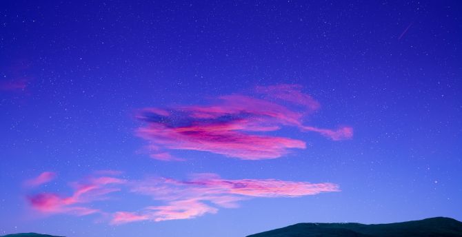 Pink clouds, sky, minimal, sunset, nature wallpaper