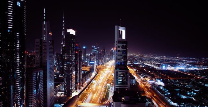 Night of Dubai, cityscape, buildings wallpaper