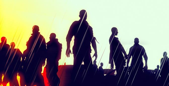 Dying Light, survival game, men, silhouette wallpaper