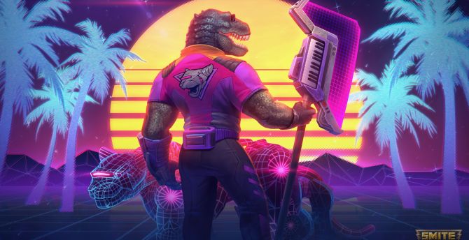 Smite, T-rax, Dinosaur, video game wallpaper