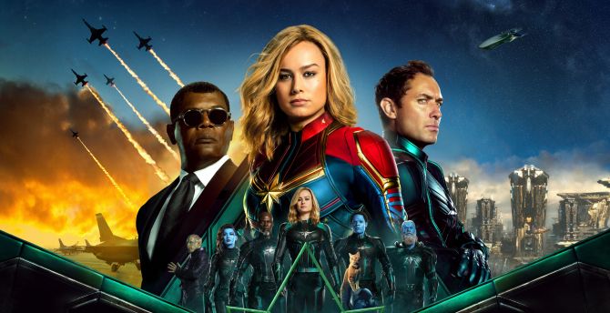 Captain Marvel, movie poster, 2019 wallpaper