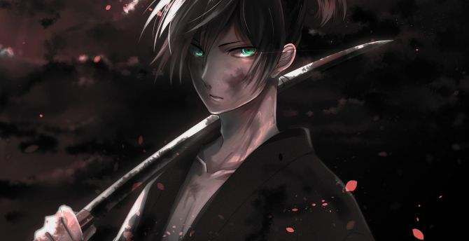 Desktop wallpaper warrior, yato, noragami, dark, anime boy ...