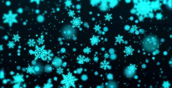 Blue snowflakes, bokeh, artwork wallpaper