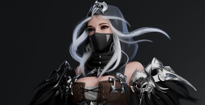 Maskgirl, cgi art, warrior 2023 wallpaper