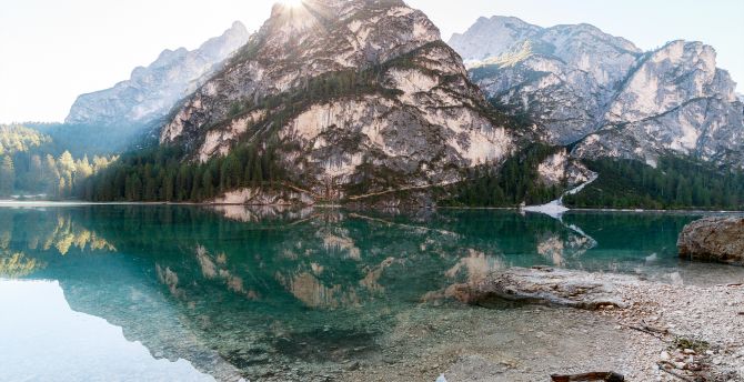 Mountains, lake, reflections, nature wallpaper