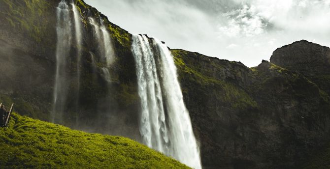Waterfall, nature, Seljalandsfoss, Iceland wallpaper