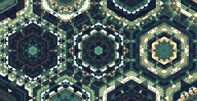 Fractal, triangular, hexagonal pattern, abstract wallpaper