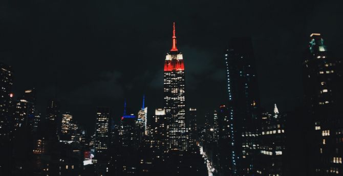 Night, New York, city, buildings, dark wallpaper