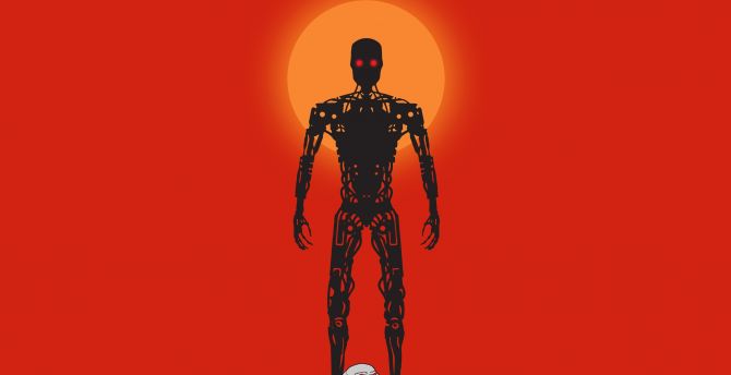 Terminator: Dark Fate, Terminator robot, minimalist, artwork wallpaper