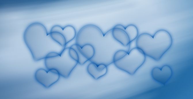Blue, gradient, heart, abstract wallpaper