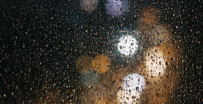Glass surface, drops, droplet, bokeh wallpaper