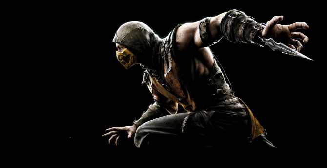 2020, Scorpion, Mortal Kombat, video game, dark wallpaper